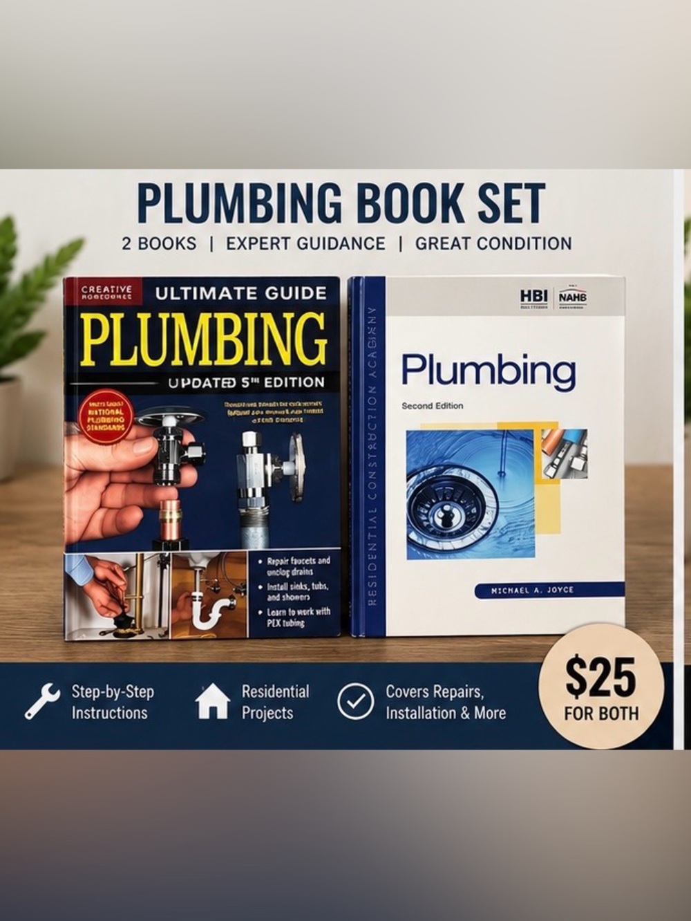 Ultimate Guide Plumbing Book Set - Blue and White